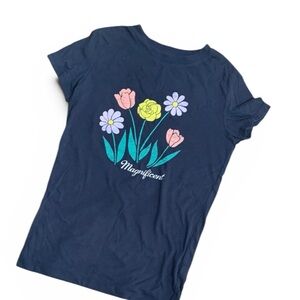Aeropostale Girls Floral Graphic Tee XS 12-14 Navy “Magnificent” T-Shirt